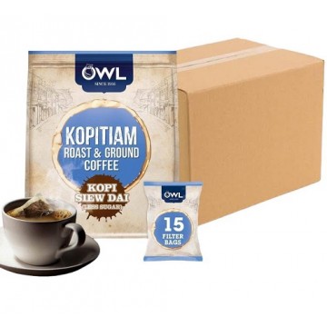 Owl 3-in-1 Kopitiam Roast & Ground Coffee Bags - Kopi Siew Dai ( 20 Packs, 15 Bags Each )