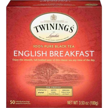 Twinings English Breakfast Black Tea In Enveloped Bag (50 Bags) 2g