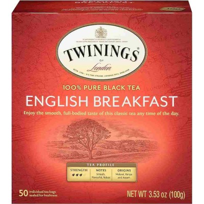Twinings English Breakfast Black Tea In Enveloped Bag (50 Bags) 2g