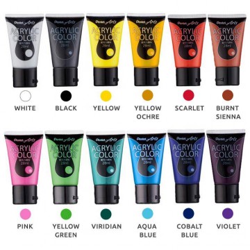 Pentel Acrylic Paint 28ml 12 Colours Set