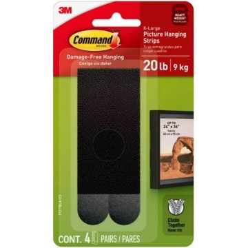 3M Command 17217BLK Damage-Free Picture Hanging Strips (Black) X-Large 4’S 9kg