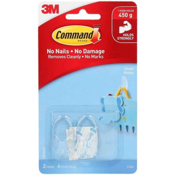 3M Command 17092CLR Damage-Free Hanging Clear Hook Small 2'S 450g