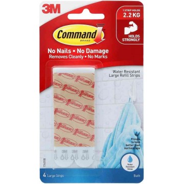 3M Command 17605B Damage-Free Hanging Water Resistant Strips 4’S 2.2kg