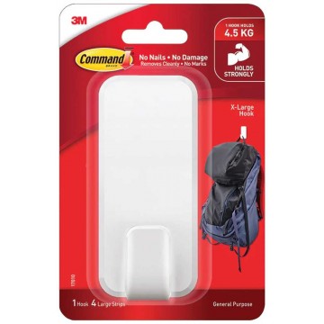 3M Command 17010-ES Damage-Free Hanging X-Large Utility Hook Jumbo 4.5kg