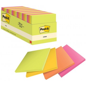 3M Post-it Notes 654-24ASST-CP (3" x 3") 24'S Assorted Color Collection