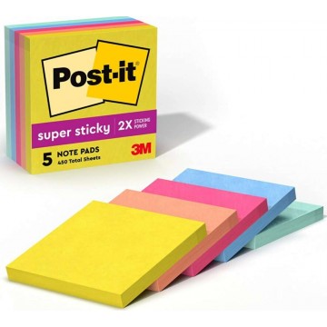 3M Post-it Super Sticky Notes 654-5SSJOY (3" x 3") Summer Joy Collection