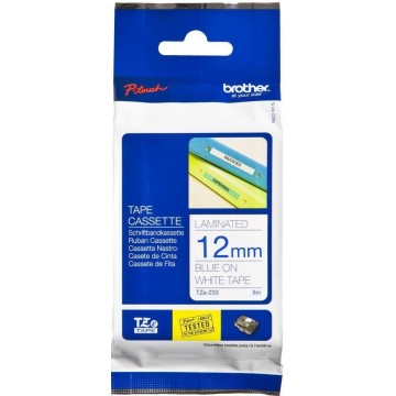 Brother P-Touch Laminated TZe-233 Tape 12mm Blue on White