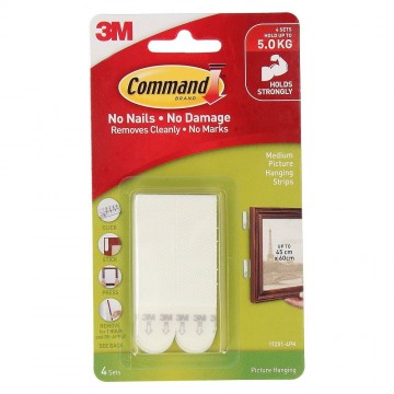 3M Command 17201-4PK Damage-Free Picture Hanging Strips Medium 4’S