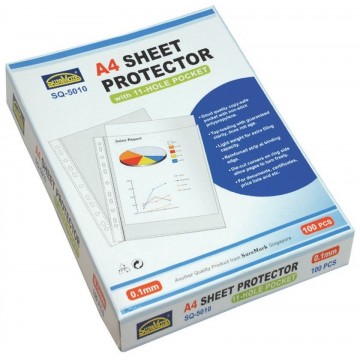 Suremark 11-Hole Sheet Protector 0.10mm 100'S A4