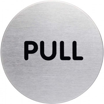 Self-Adhesive Stainless Steel Pictogram 65mm (Push, Pull)