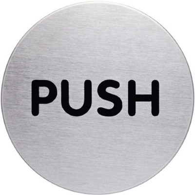 Self-Adhesive Stainless Steel Pictogram 65mm (Push, Pull)