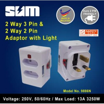 SUM 4-Way Multi Adapter w/Neon Light