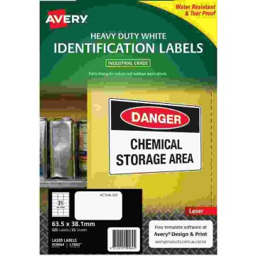 Avery Durable Heavy-Duty White Labels 525'S (63.5 x 38.1mm)