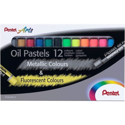 Pentel Oil Pastel Metallic & Flourescent 12 Colours Set