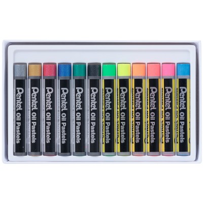 Pentel Oil Pastel Metallic & Flourescent 12 Colours Set