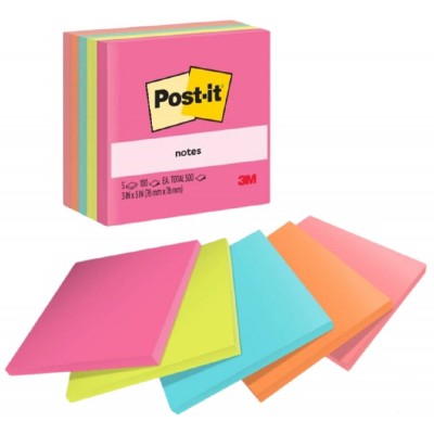 3M Post-it Super Sticky Notes 654-5AN (3" x 3")