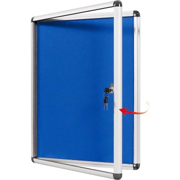 Enclosed Felt Noticeboard w/Open Acrylic Door & Lock (90 x 120cm) Aluminium Frame