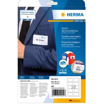 Herma Name/Textile Removable White Label A4 25'S (80 x 50mm)