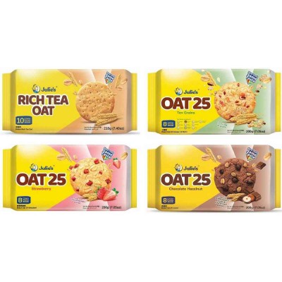Julie's Oat Cookies (24 Packets) 200g (Chocolate, Strawberry, Rich Tea, Ten Grains)