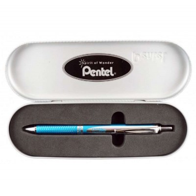 Pentel EnerGel Metal Body Retractable Roller Pen (Blue Ink) 0.7mm w/Gift Box