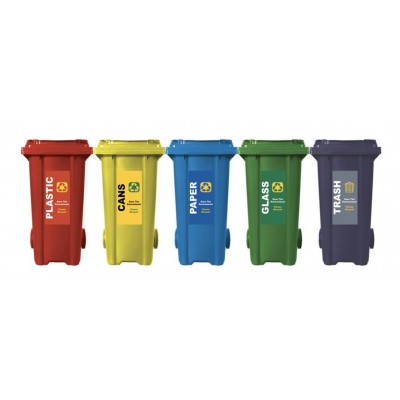 Mobile Waste Bin w/Recycle Label (470 x 540 x 940mm) 120L
