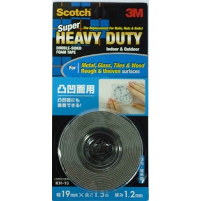 3M Scotch Super Heavy Duty Double-Sided Foam Tape KH-19 (19mm x 1.5m) Rough & Uneven Surfaces