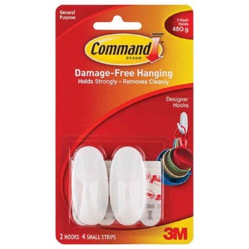 3M Command Damage-Free Hanging Designer Hook Small 2'S 450g