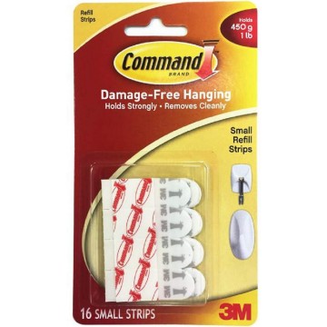 3M Command Damage-Free Hanging Refill Strips Small 16'S 450g