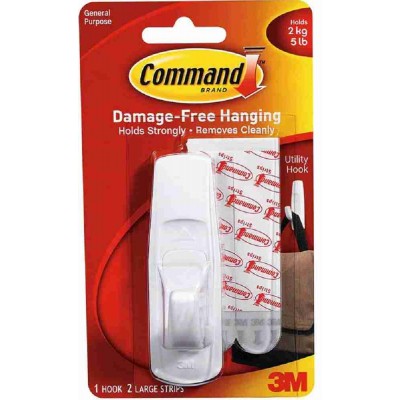 3M Command Damage-Free Hanging Utility Hook Large 2kg
