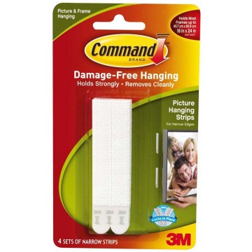 3M Command Damage-Free Picture Hanging Strips Narrow 4’S 1.35kg