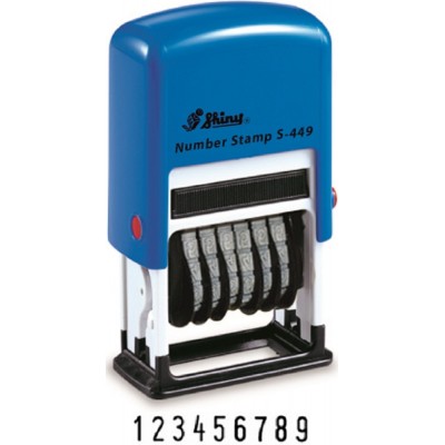 Shiny S-449 Self-Inking Number Stamp 4mm (Blue Ink) 9 Digits