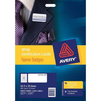 Avery Fabric Name Badge Labels 405'S (63.5 x 29.6mm)