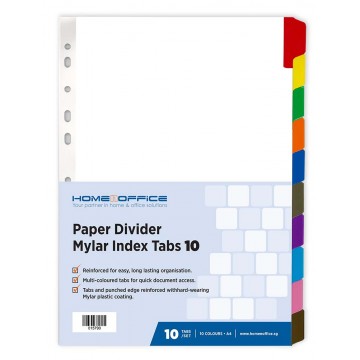 HnO Paper Divider Mylar Index Tabs (10 Colour) A4