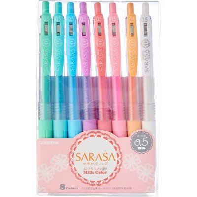 Zebra Sarasa Clip Milk Gel Ink Pen 0.5mm Retractable 8'S