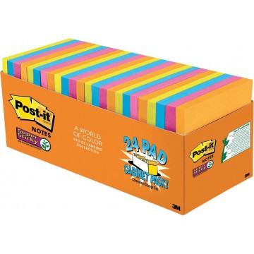 3M Post-it Super Sticky Notes 654-24SSAU-CP (3" x 3") 24'S Rio De Janeiro Collection