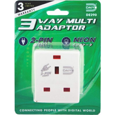 Daiyo 3-Way Multi Adapter w/Neon Light