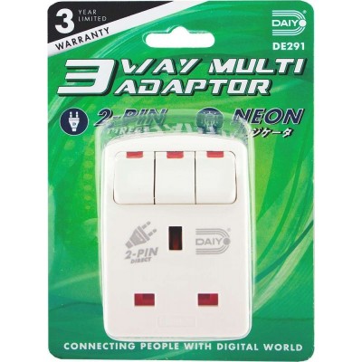 Daiyo 3-Way Multi Adapter w/Switch & Neon Light