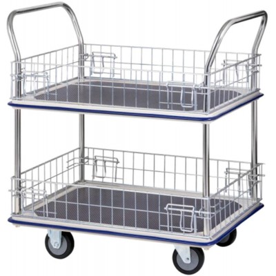 2-Tier Double-Handle Trolley Cart w/Mesh Basket (985 x 610 x 1060mm) 370kg