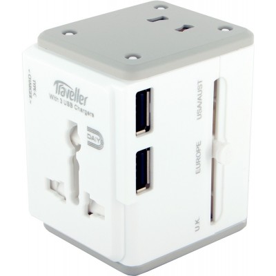 Daiyo Universal Travel Adapter w/3-Port USB Charger (2 x Type-A + 1 x Type-C)