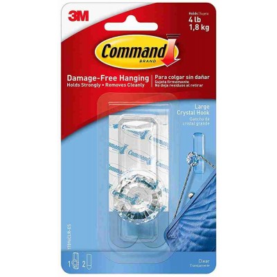 3M Command 17096CLR-ES Damage-Free Hanging Clear Crystal Hook Large 1.8 kg