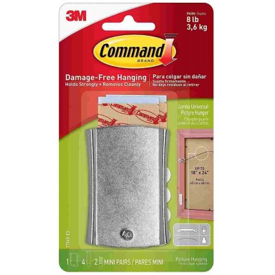 3M Command Damage-Free Picture Hanging Sticky Nail Wire-Back Hanger Jumbo 3.6kg