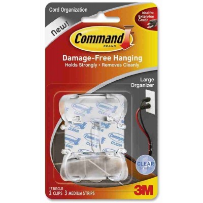 3M Command Damage-Free Hanging Clear Cord Organiser Large 2’S