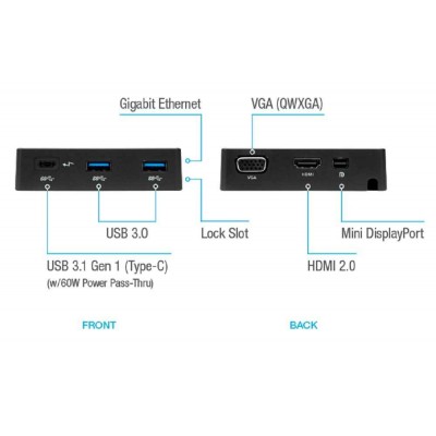 Targus DOCK412 USB-C Alt-Mode Travel Docking Station w/Power
