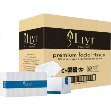Livi Essentials 2-Ply Premium Facial Tissue Box (30 Boxes) 100 Sheets