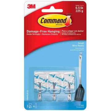 3M Command 17067CLR Damage-Free Hanging Clear Wire Toggle Hook Small 3'S 225g