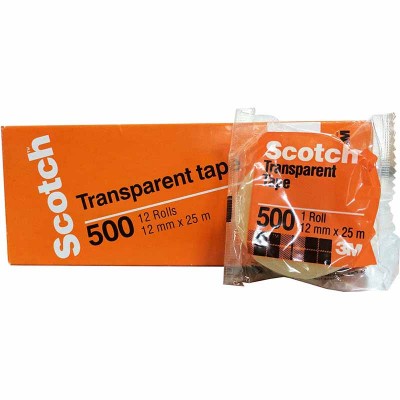 3M Scotch Transparent Tape (12 Rolls) 1" Core (12mm x 25m)