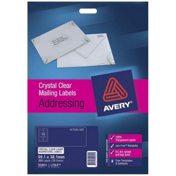 Avery Crystal Clear Labels 25'S A4
