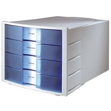 HAN File Cabinet 4 Drawers (368 x 294 x 235mm) Grey Translucent Blue