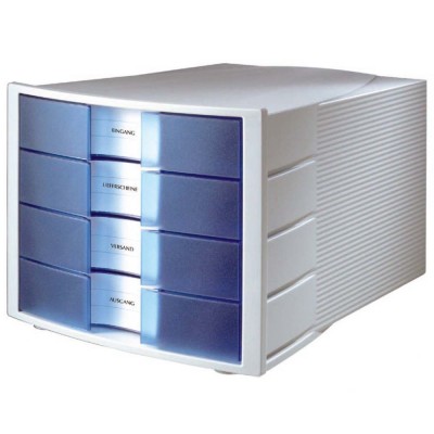 HAN File Cabinet 4 Drawers (368 x 294 x 235mm) Grey Translucent Blue HAN File Cabinet 4 Drawers (368 x 294 x 235mm) Grey Translucent Blue