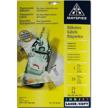 Mayspies Transparent Labels 25'S A4